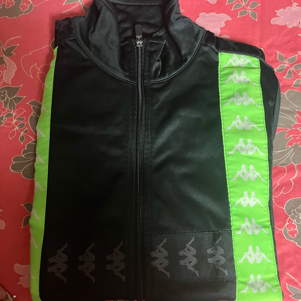 kappa track sweater lime green